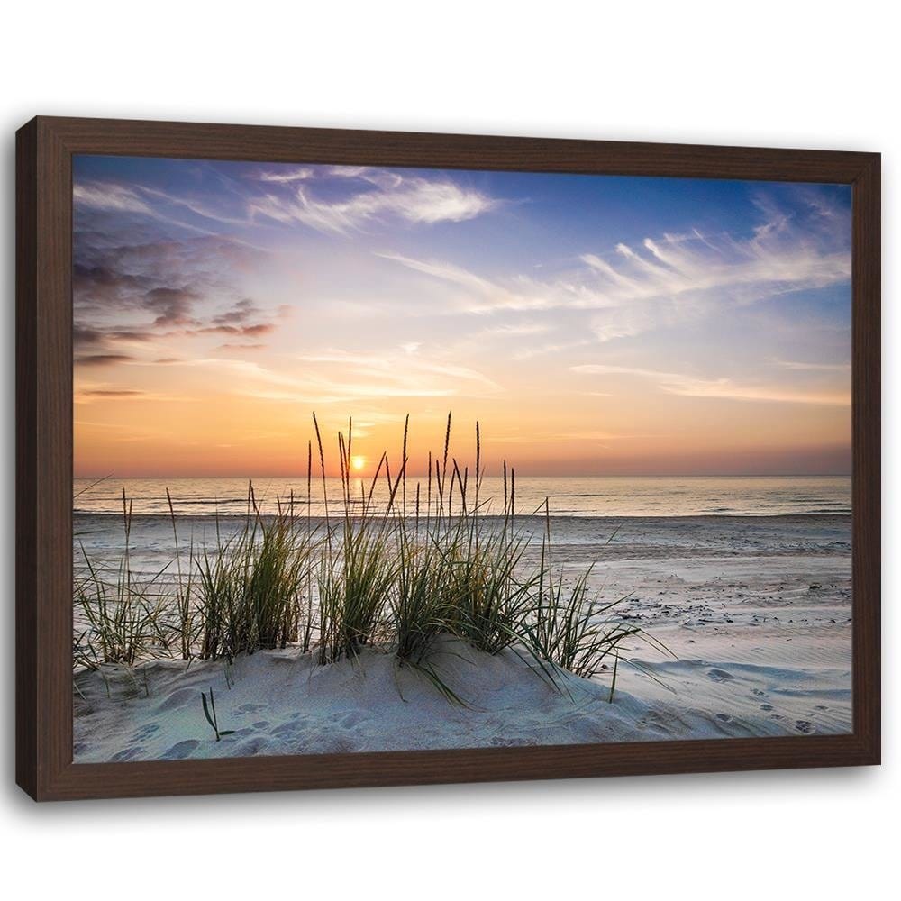 Glezna brūnā rāmī - Sunset Over The Beach Home Trends DECO