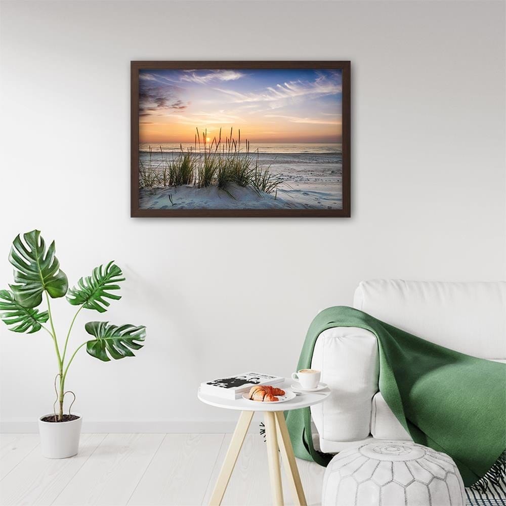 Glezna brūnā rāmī - Sunset Over The Beach Home Trends DECO