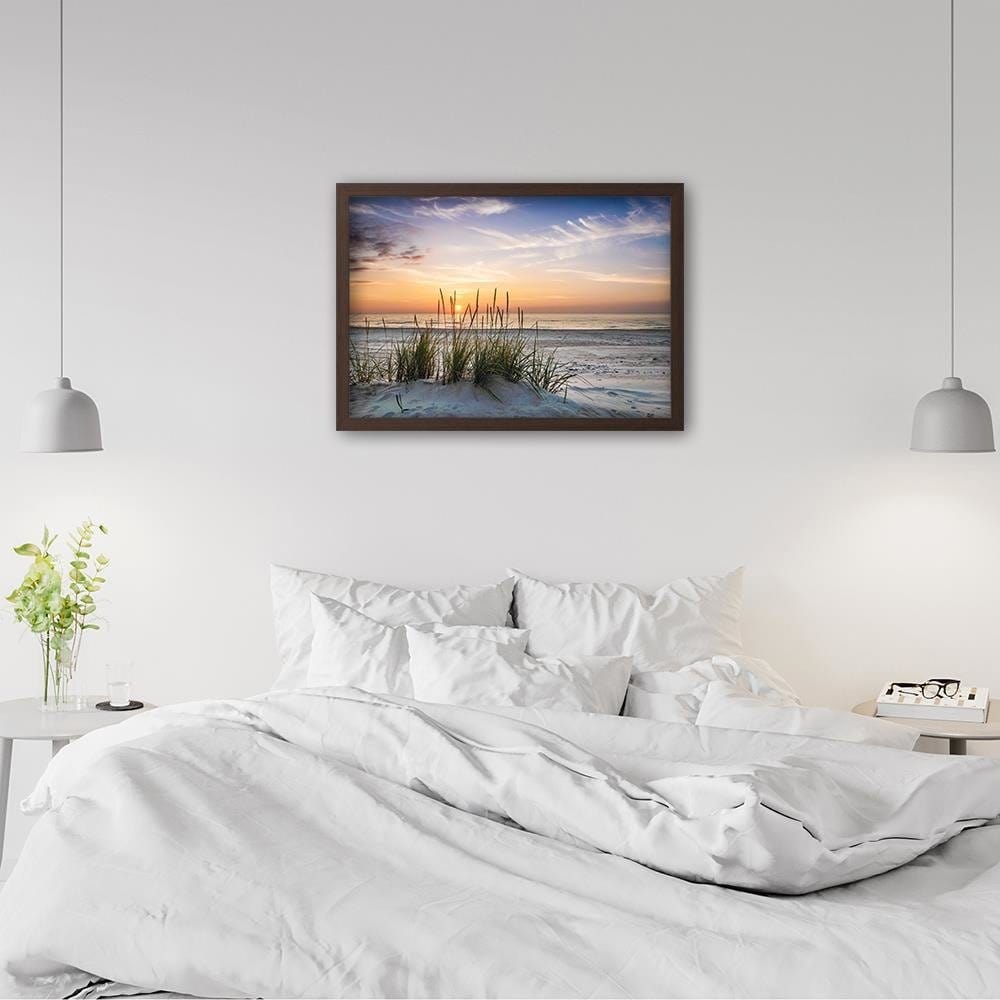 Glezna brūnā rāmī - Sunset Over The Beach Home Trends DECO