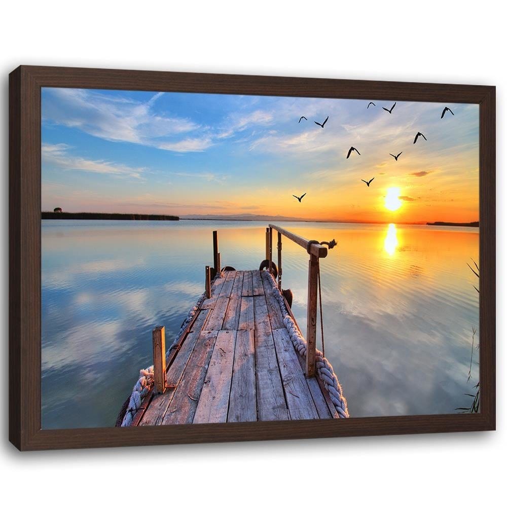 Glezna brūnā rāmī - Sunset Over The Bridge 2 Home Trends DECO
