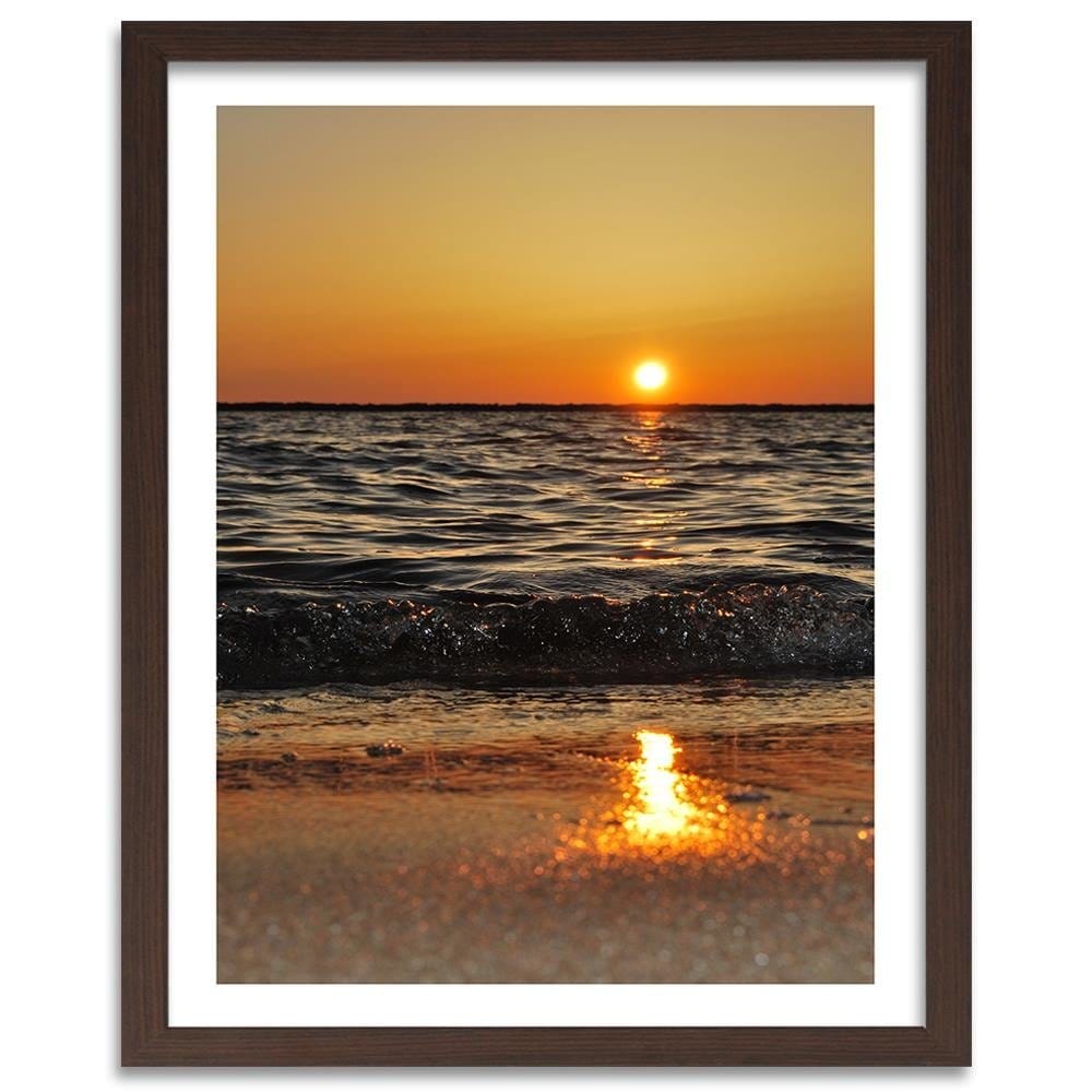 Glezna brūnā rāmī - Sunset Over The Sea 2 Home Trends DECO
