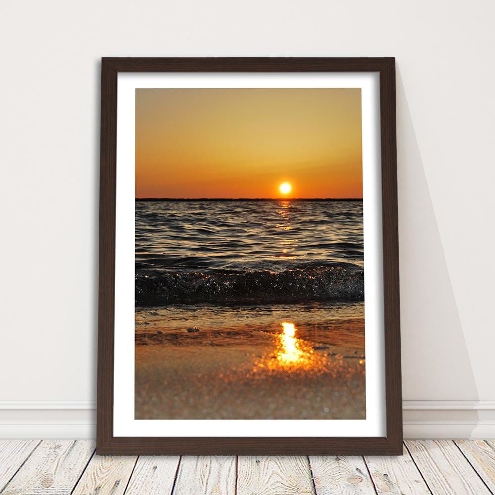 Glezna brūnā rāmī - Sunset Over The Sea 2 Home Trends DECO