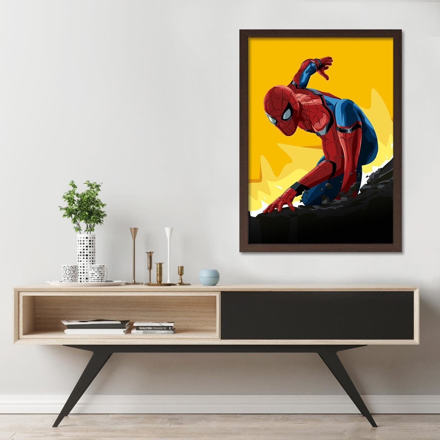 Glezna brūnā rāmī - Superhero Yellow Home Trends DECO
