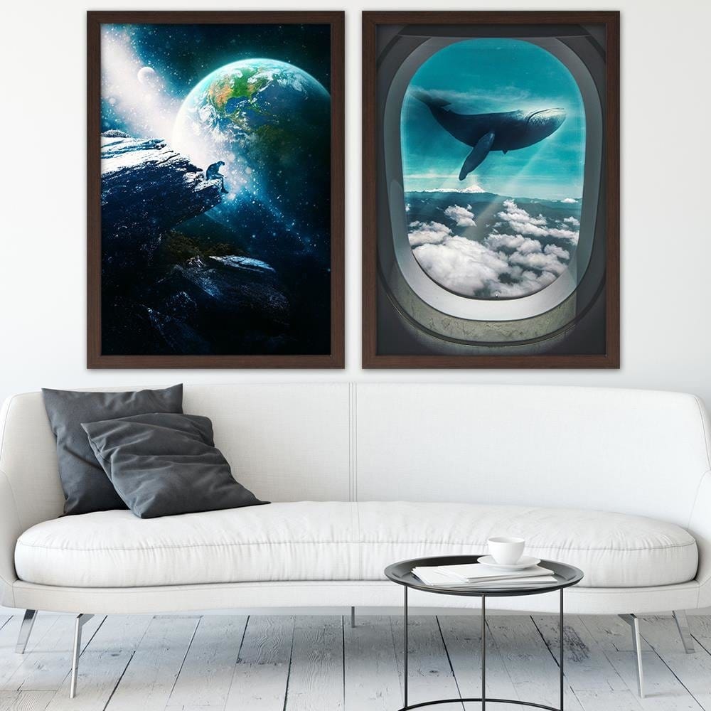Glezna brūnā rāmī - Surrealism Blue Home Trends DECO