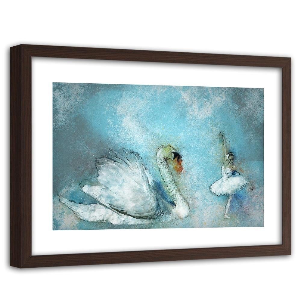 Glezna brūnā rāmī - Swan And Ballerina Home Trends DECO