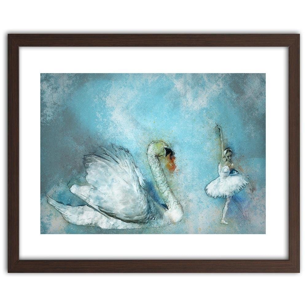 Glezna brūnā rāmī - Swan And Ballerina Home Trends DECO
