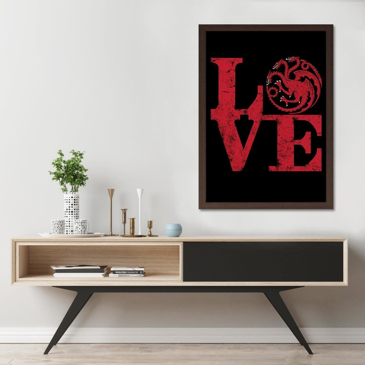 Glezna brūnā rāmī - Targaryen Love Red Home Trends DECO