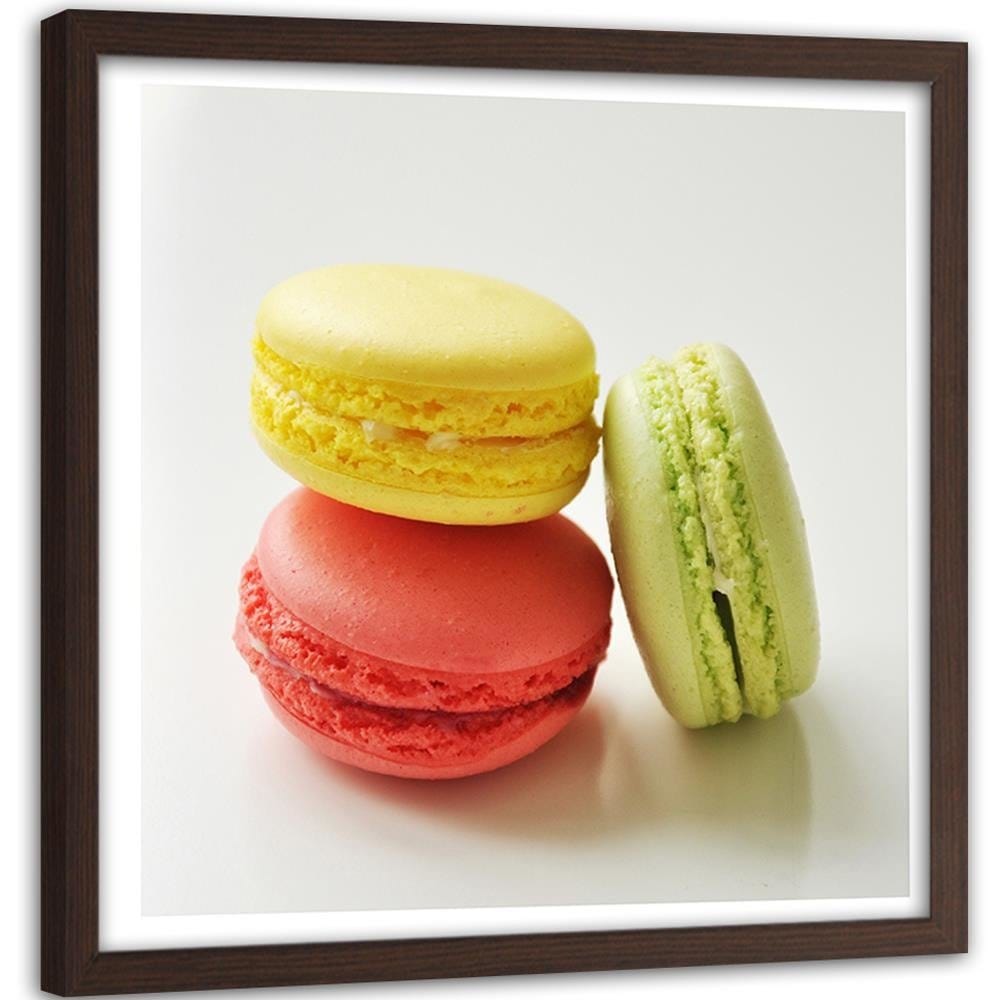 Glezna brūnā rāmī - Tasty Macaroons Home Trends DECO