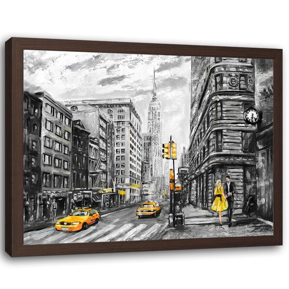 Glezna brūnā rāmī - Taxi In The City Home Trends DECO