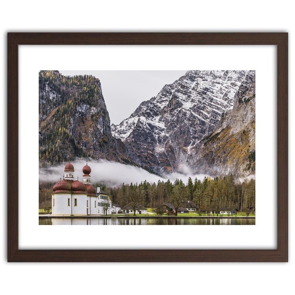 Glezna brūnā rāmī - Temple At The Foot Of The Mountains Home Trends DECO