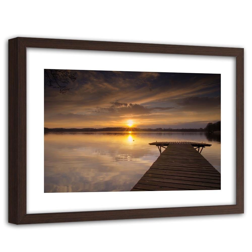 Glezna brūnā rāmī - The Bridge On The Lake Home Trends DECO