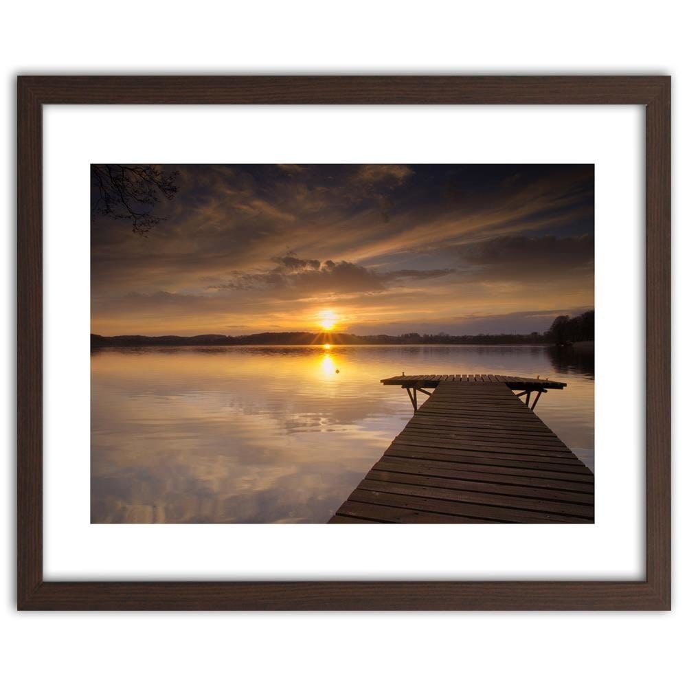 Glezna brūnā rāmī - The Bridge On The Lake Home Trends DECO