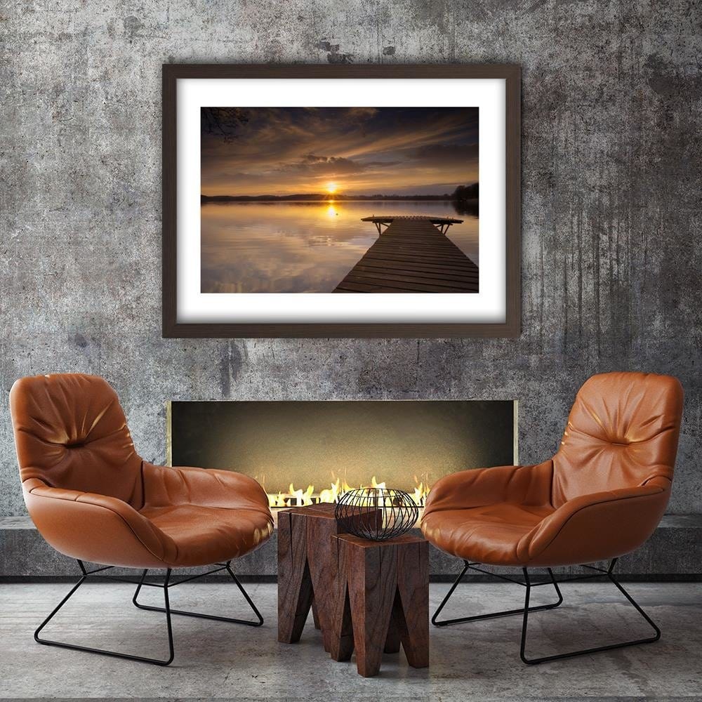 Glezna brūnā rāmī - The Bridge On The Lake Home Trends DECO