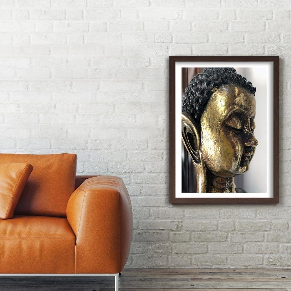 Glezna brūnā rāmī - The Face Of The Golden Buddha Home Trends DECO