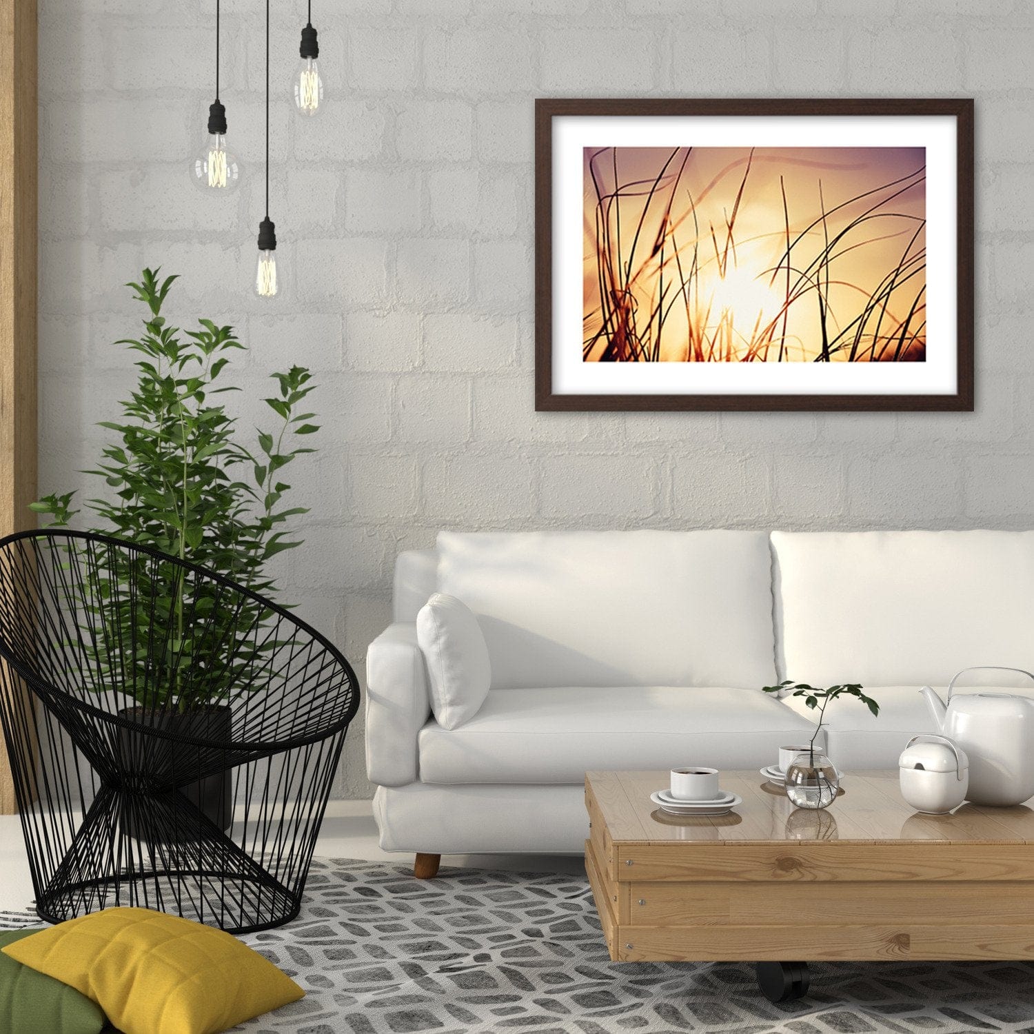 Glezna brūnā rāmī - The Grass In The Sunshine Home Trends DECO