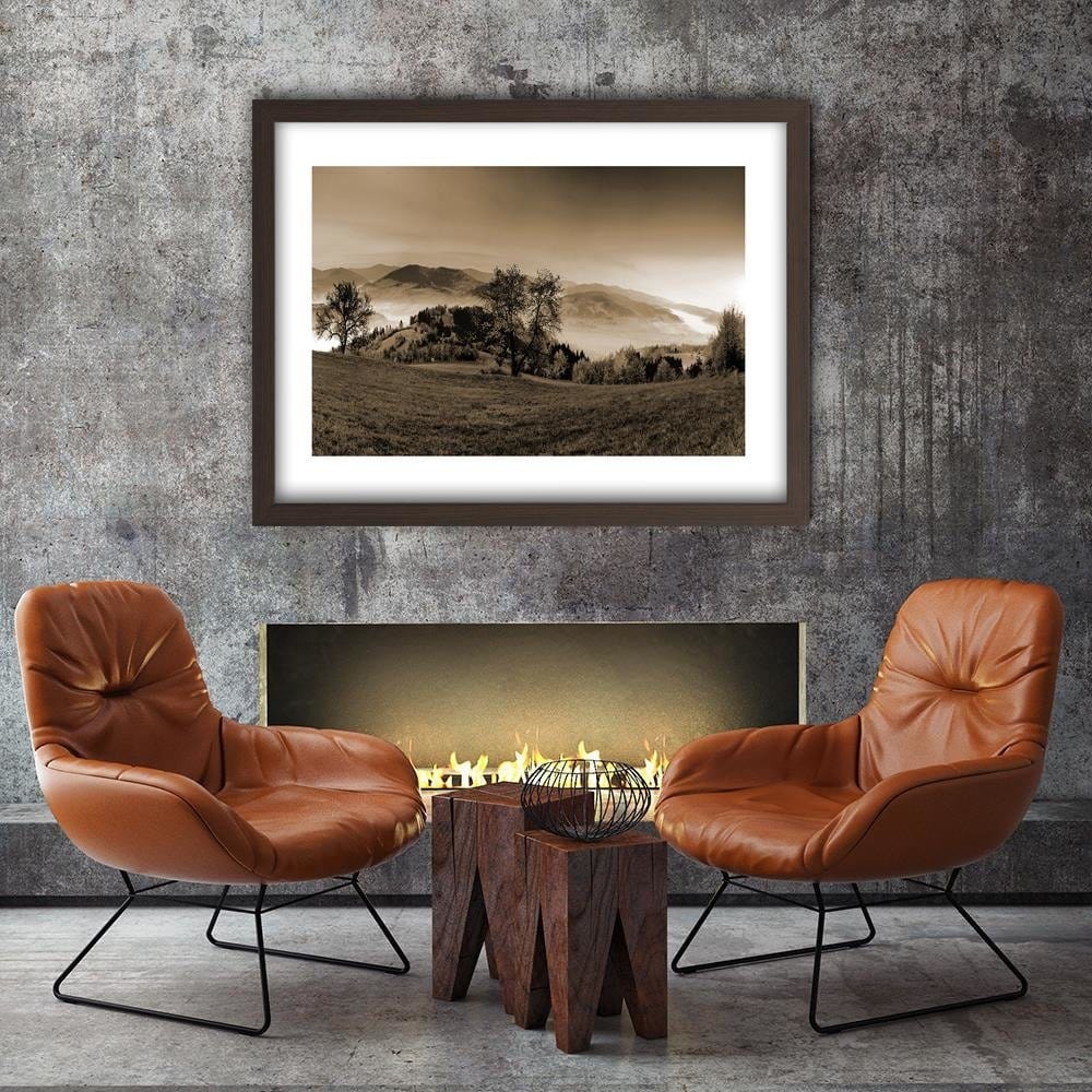 Glezna brūnā rāmī - The Hills Of Autumn Trees 1 Home Trends DECO