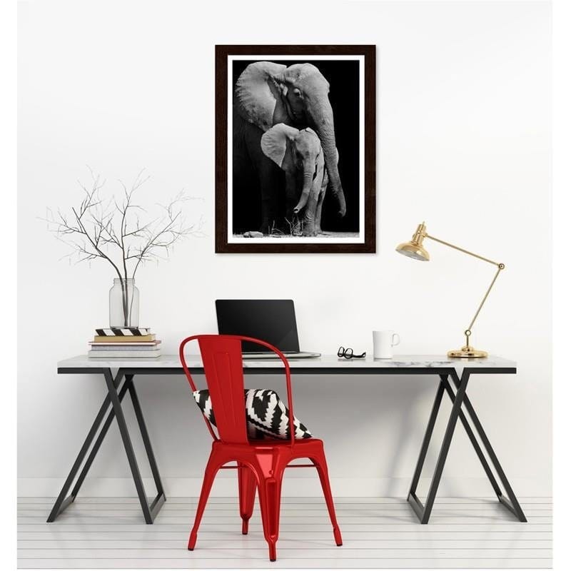 Glezna brūnā rāmī - The journey of the elephant family Home Trends DECO