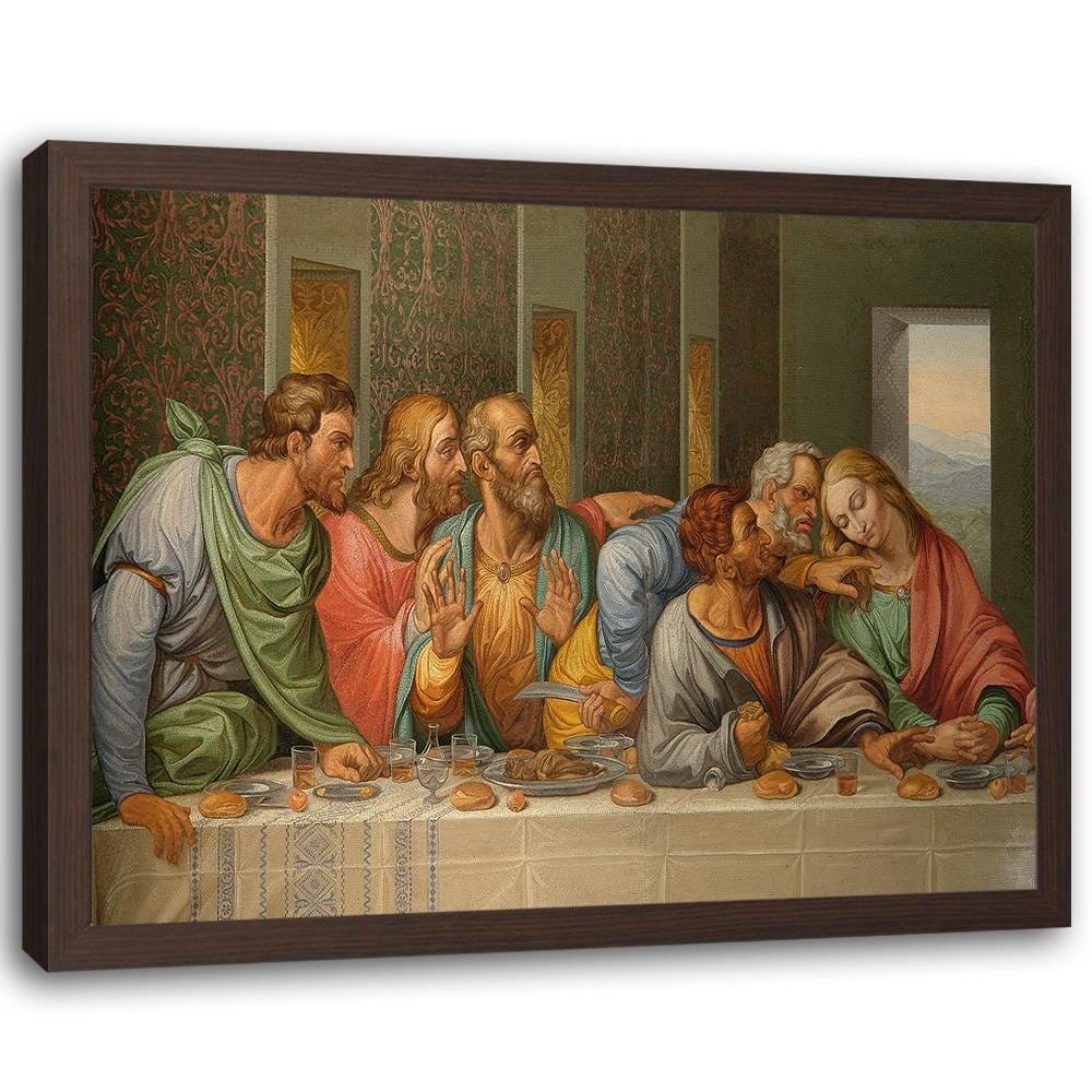 Glezna brūnā rāmī - The Last Supper By Leonardo Da Vinci Home Trends DECO