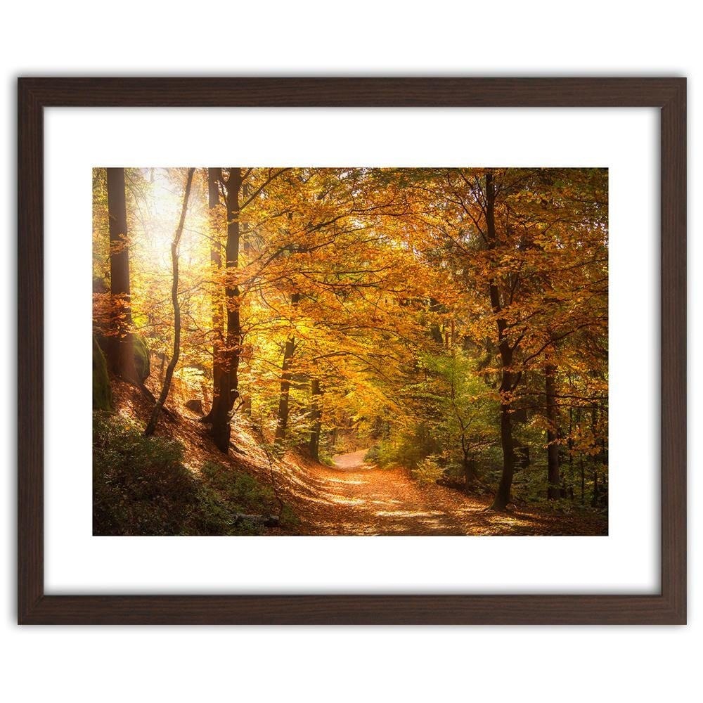 Glezna brūnā rāmī - The Leaves On The Forest Road Home Trends DECO