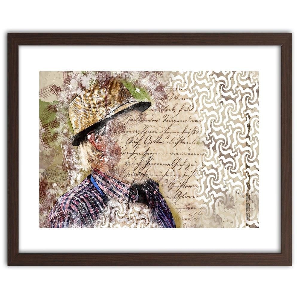 Glezna brūnā rāmī - The Man In The Hat Abstraction Home Trends DECO