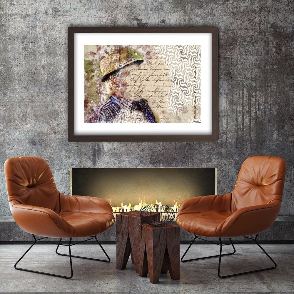 Glezna brūnā rāmī - The Man In The Hat Abstraction Home Trends DECO