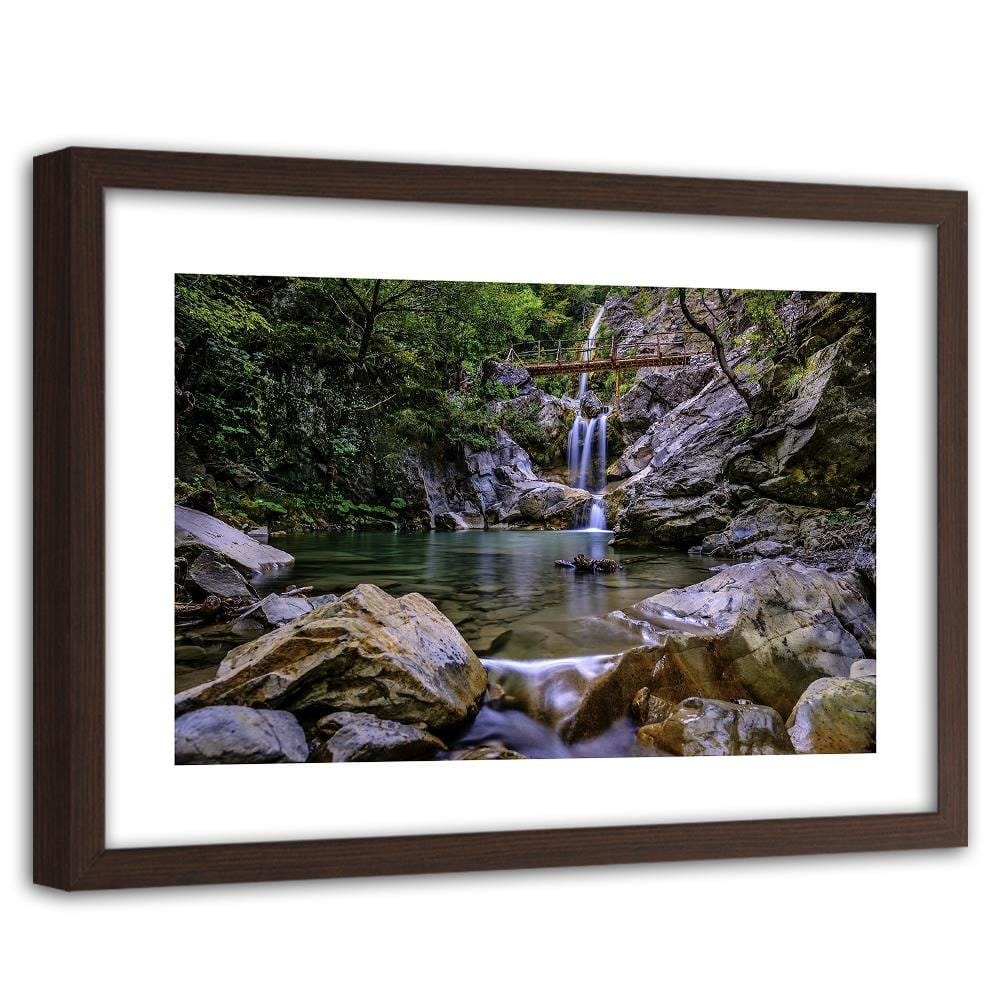 Glezna brūnā rāmī - The Picturesque Waterfall Rock Home Trends DECO