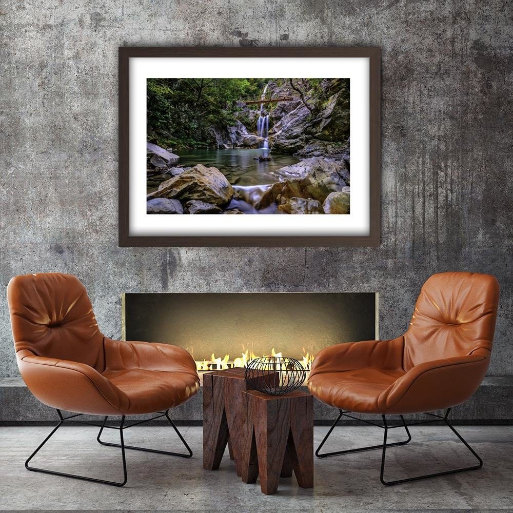Glezna brūnā rāmī - The Picturesque Waterfall Rock Home Trends DECO