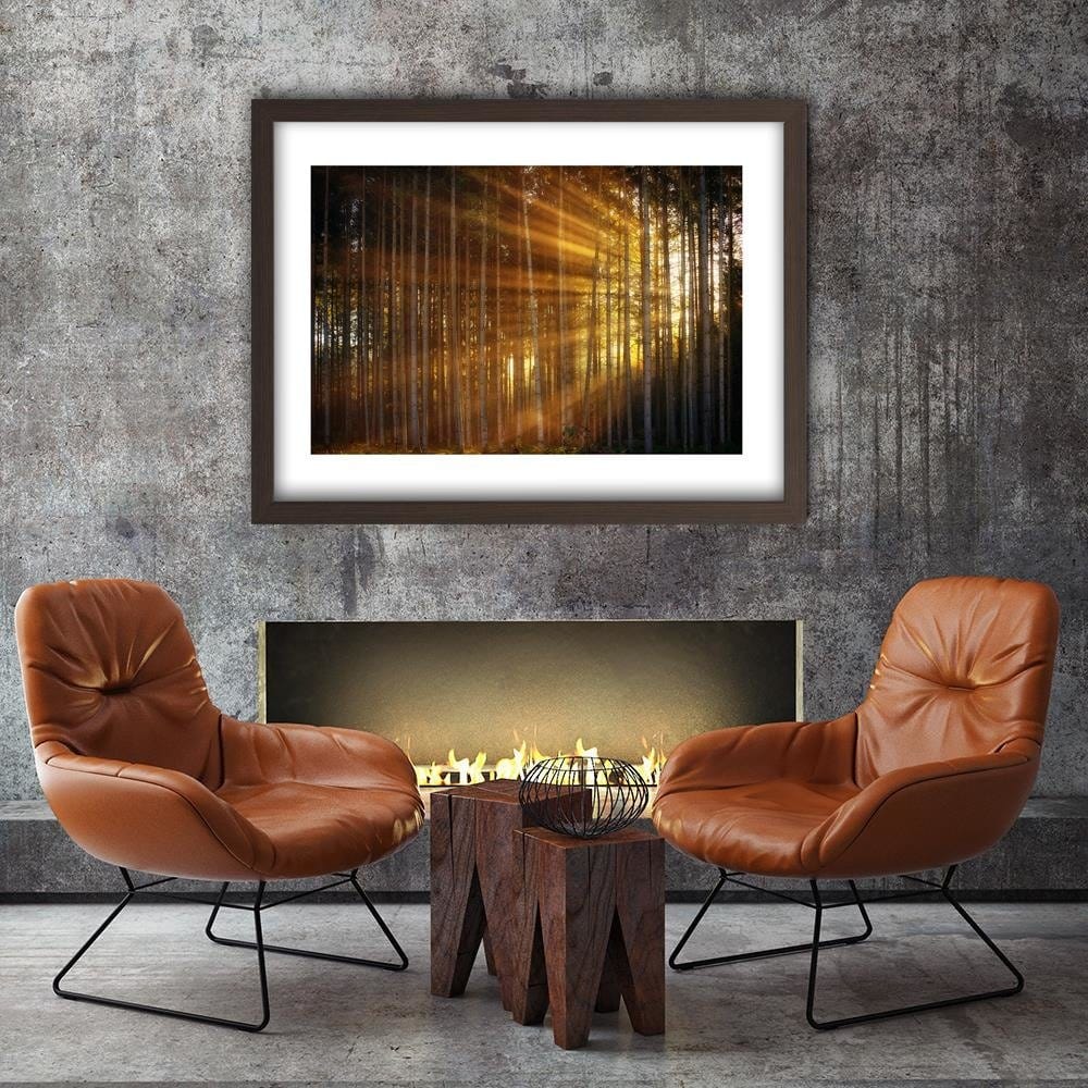 Glezna brūnā rāmī - The Rays Of The Sun In The Dense Forest Home Trends DECO