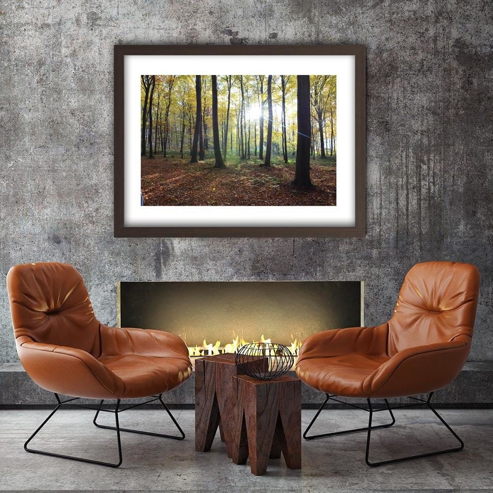 Glezna brūnā rāmī - The Rays Of The Sun In The Park Home Trends DECO