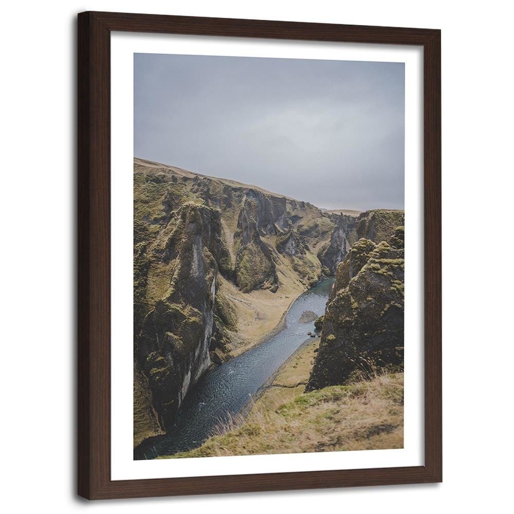 Glezna brūnā rāmī - The River Among The Rocks Home Trends DECO