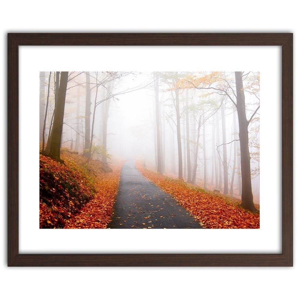 Glezna brūnā rāmī - The Road In A Misty Forest Home Trends DECO