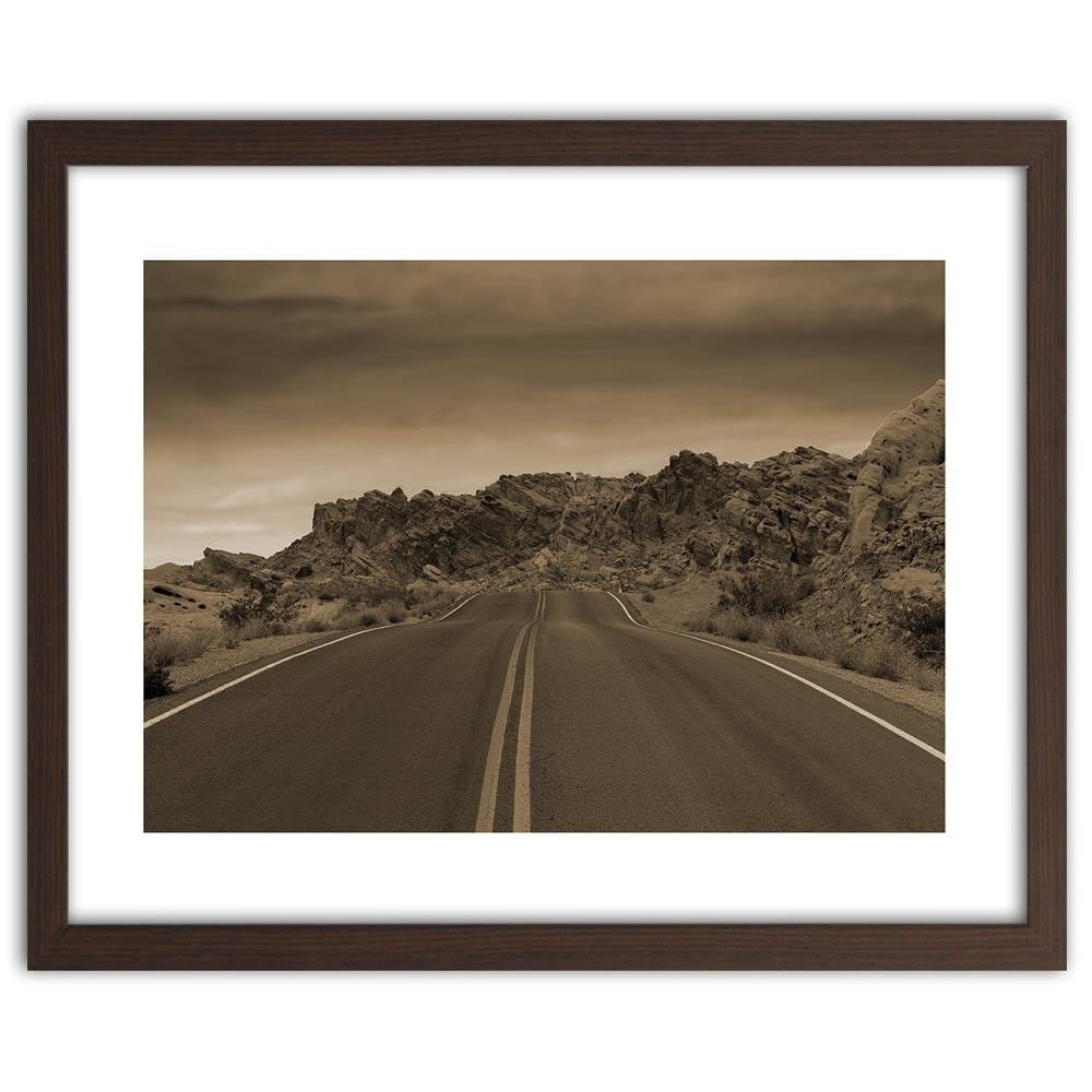 Glezna brūnā rāmī - The Road In The Desert 1 Home Trends DECO