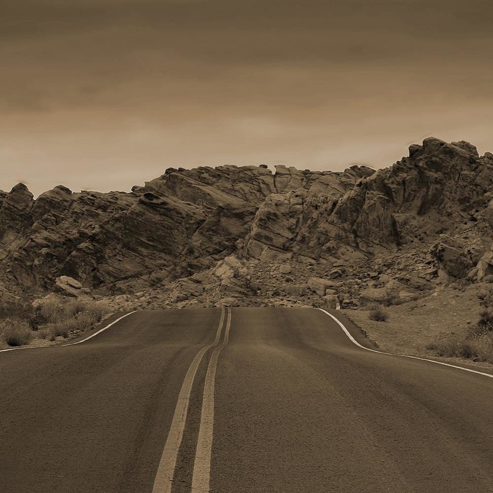Glezna brūnā rāmī - The Road In The Desert 1 Home Trends DECO