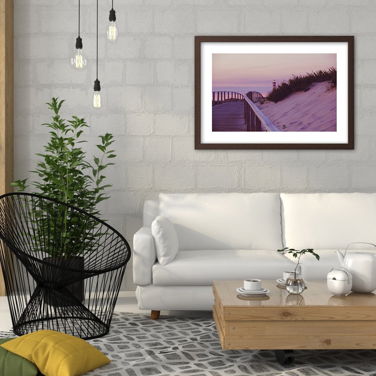 Glezna brūnā rāmī - The Road To The Lighthouse Home Trends DECO