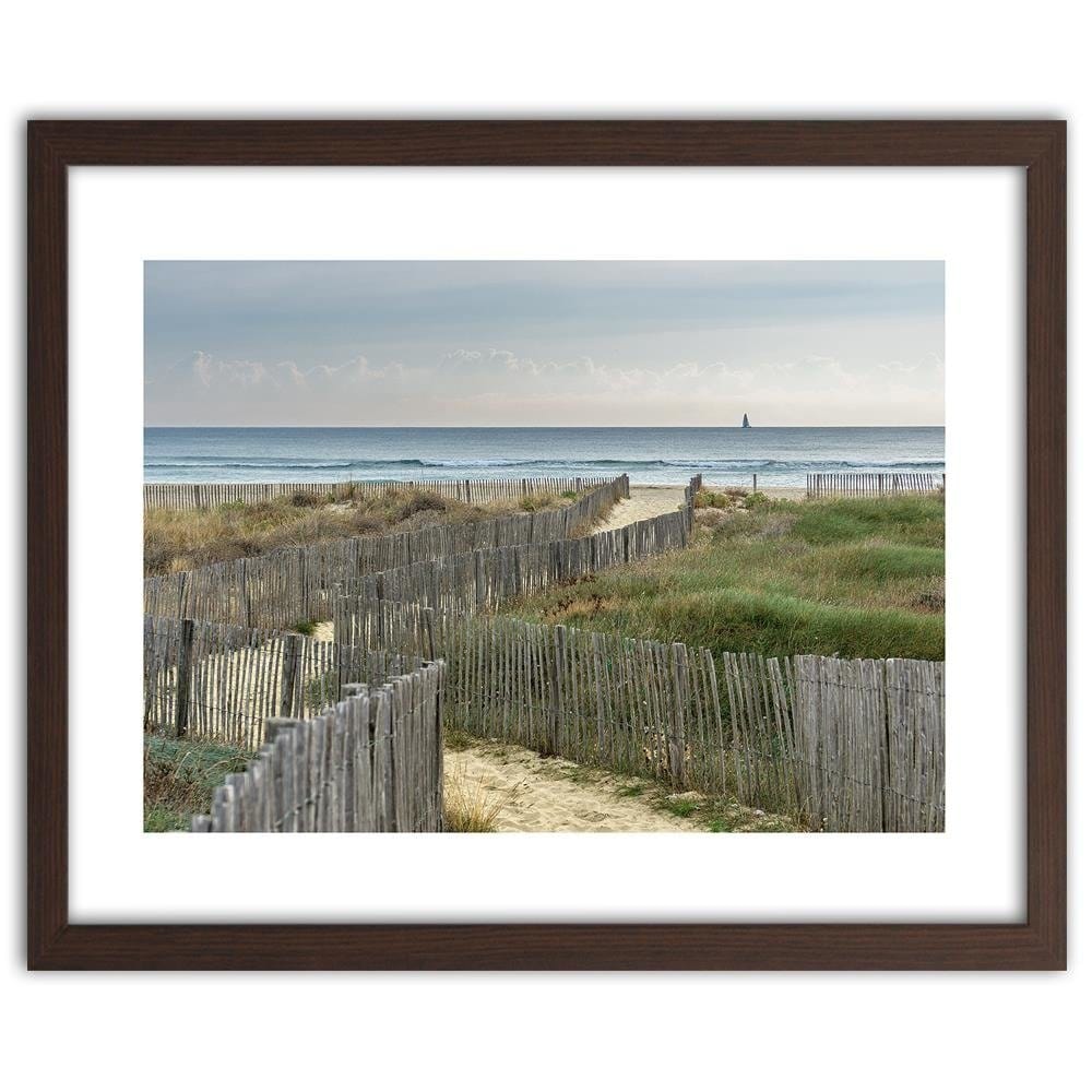 Glezna brūnā rāmī - The Road To The Sea By Sand Dunes Home Trends DECO