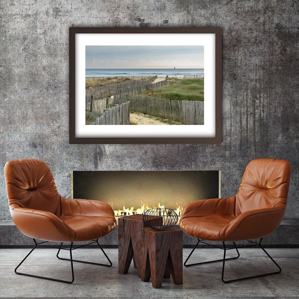 Glezna brūnā rāmī - The Road To The Sea By Sand Dunes Home Trends DECO