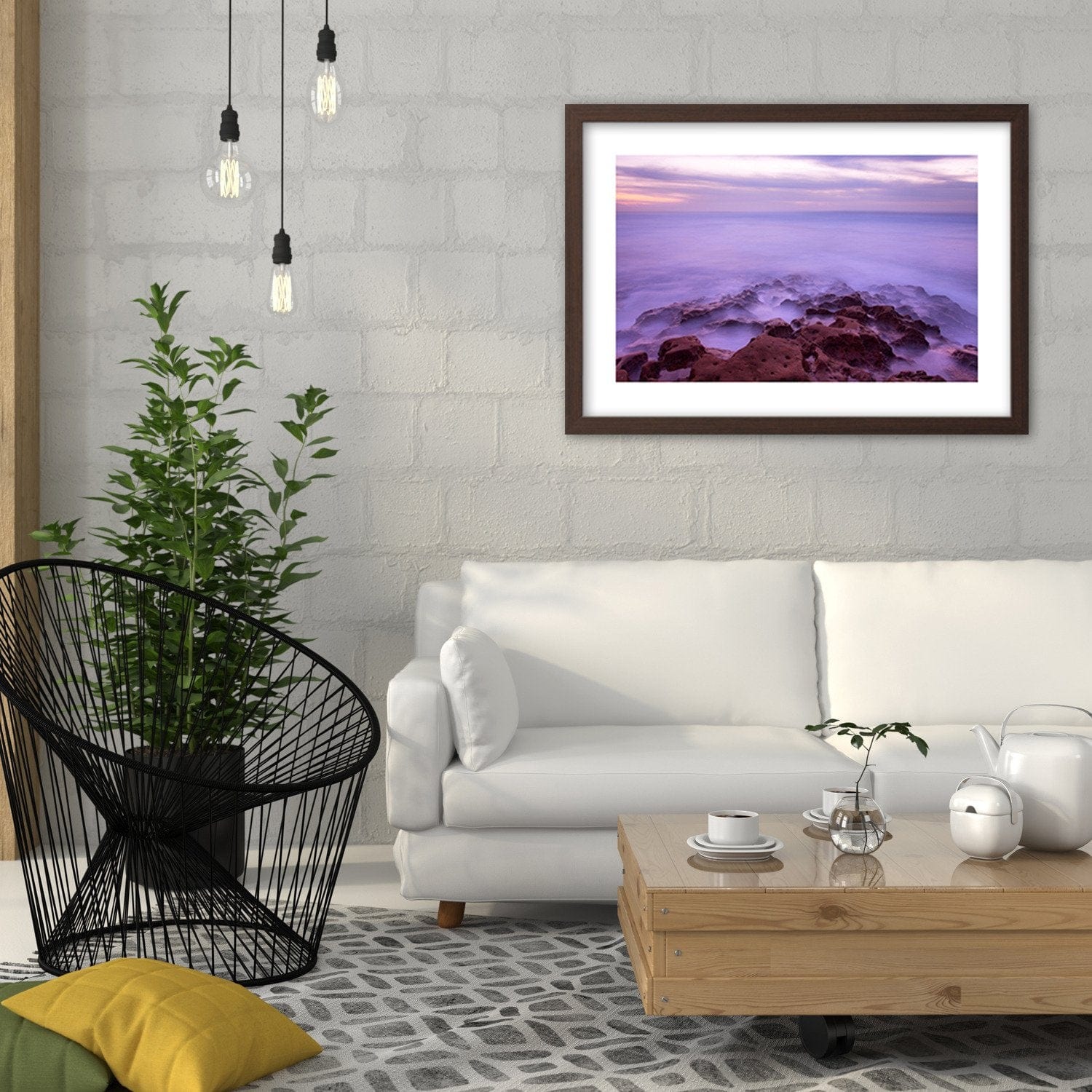 Glezna brūnā rāmī - The Rocks In The Fog Home Trends DECO