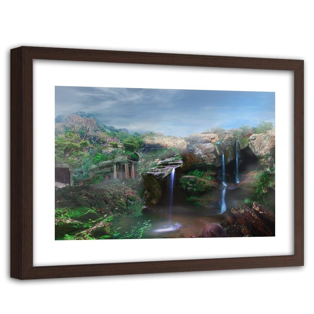 Glezna brūnā rāmī - The Ruins Among The Rocks Home Trends DECO