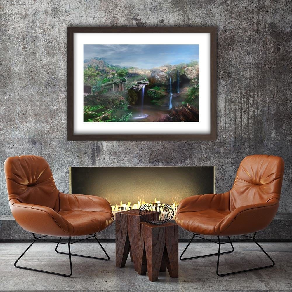Glezna brūnā rāmī - The Ruins Among The Rocks Home Trends DECO
