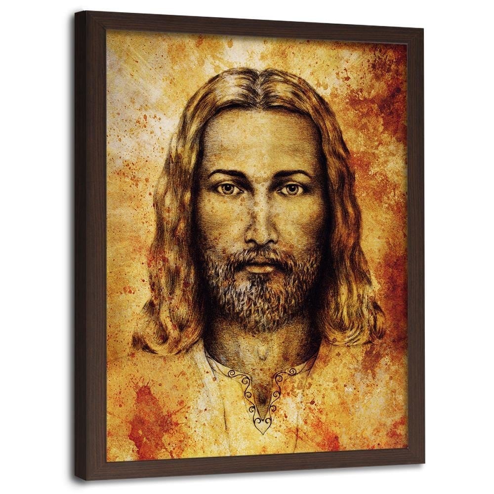 Glezna brūnā rāmī - The Shroud Of Turin Face Of Jesus Christ Home Trends DECO