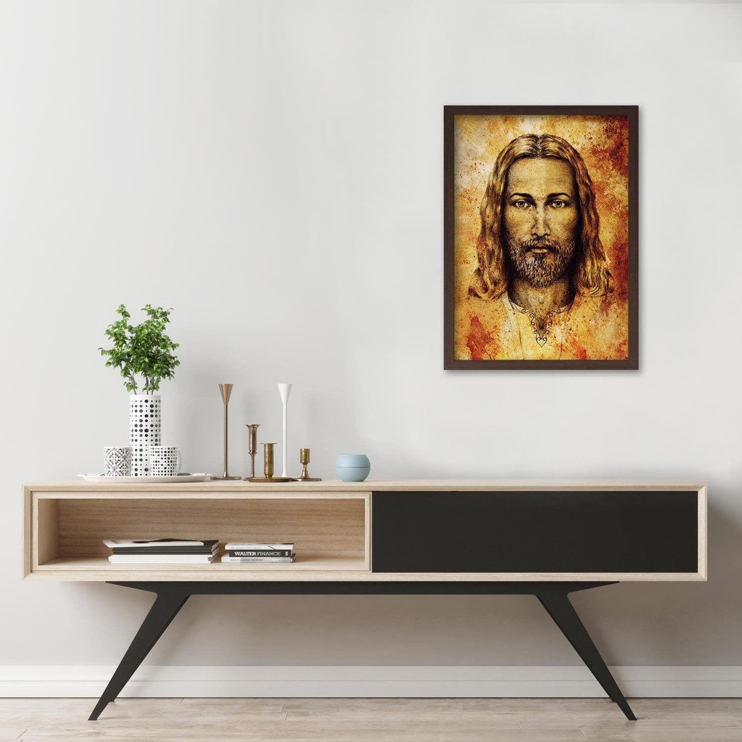 Glezna brūnā rāmī - The Shroud Of Turin Face Of Jesus Christ Home Trends DECO