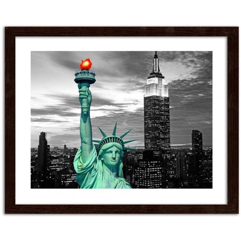 Glezna brūnā rāmī - The Statue of Liberty and New York City Home Trends DECO