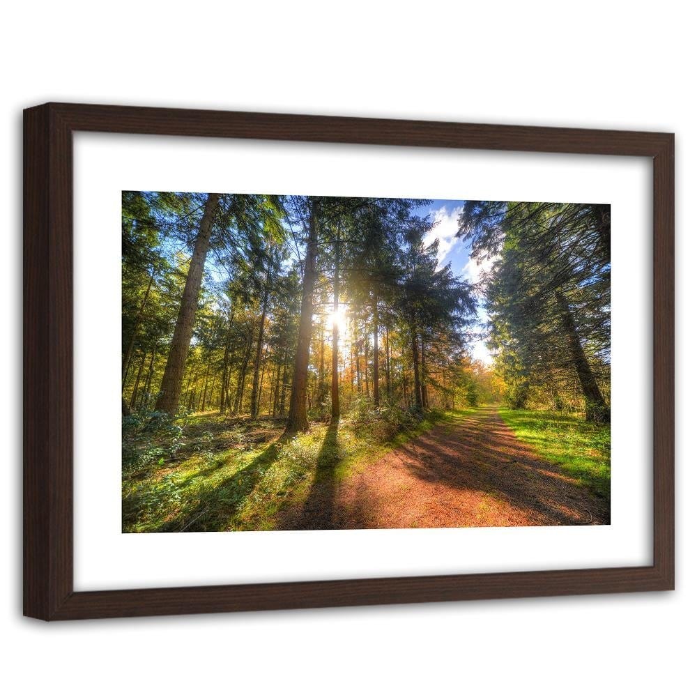 Glezna brūnā rāmī - The Sun Among The Trees Home Trends DECO