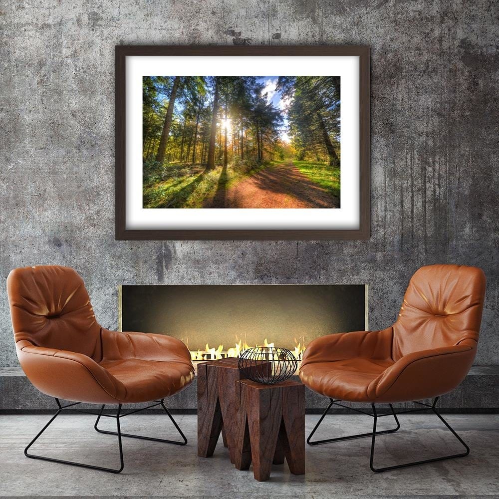 Glezna brūnā rāmī - The Sun Among The Trees Home Trends DECO