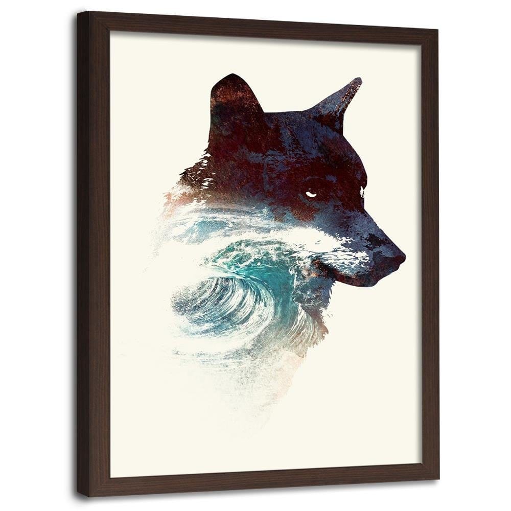 Glezna brūnā rāmī - The Wolf And The Waves Home Trends DECO