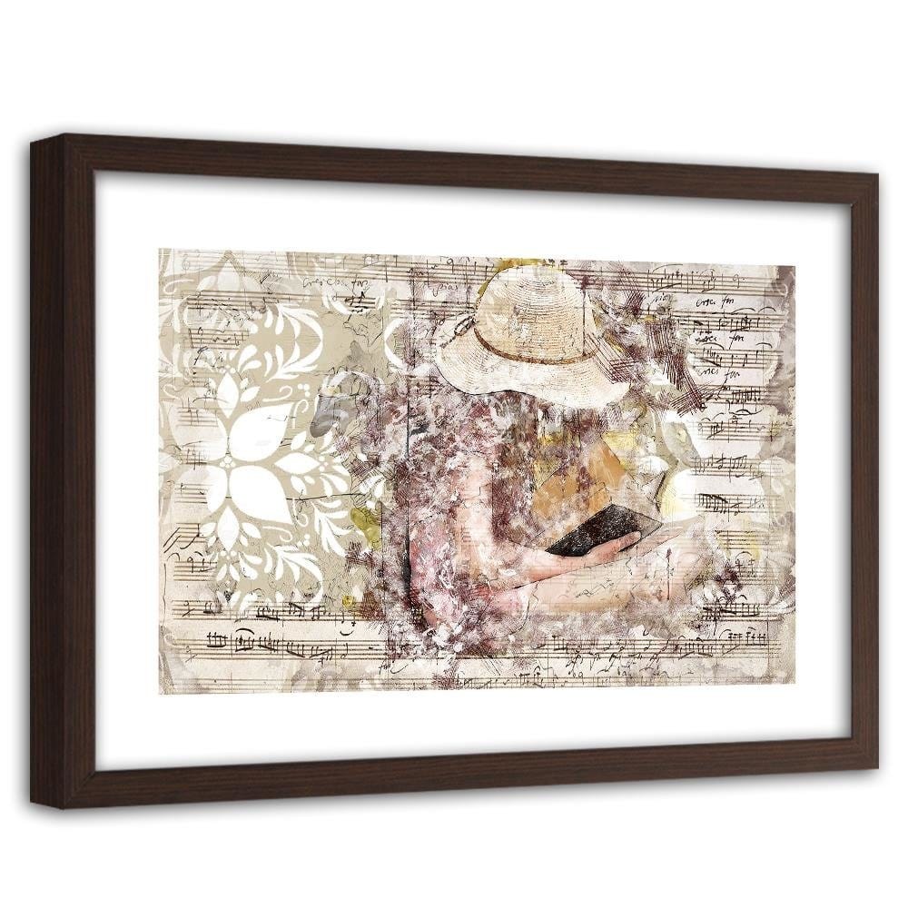 Glezna brūnā rāmī - The Woman With The Book Abstraction Home Trends DECO