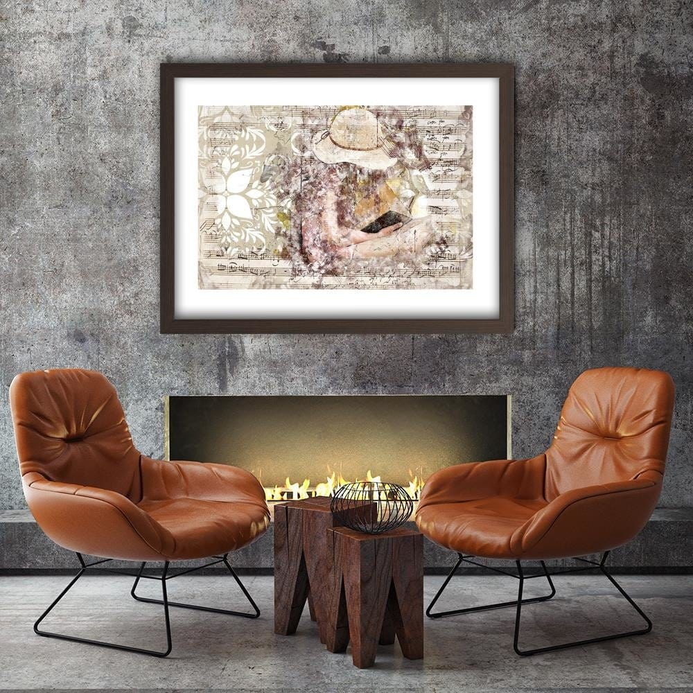 Glezna brūnā rāmī - The Woman With The Book Abstraction Home Trends DECO