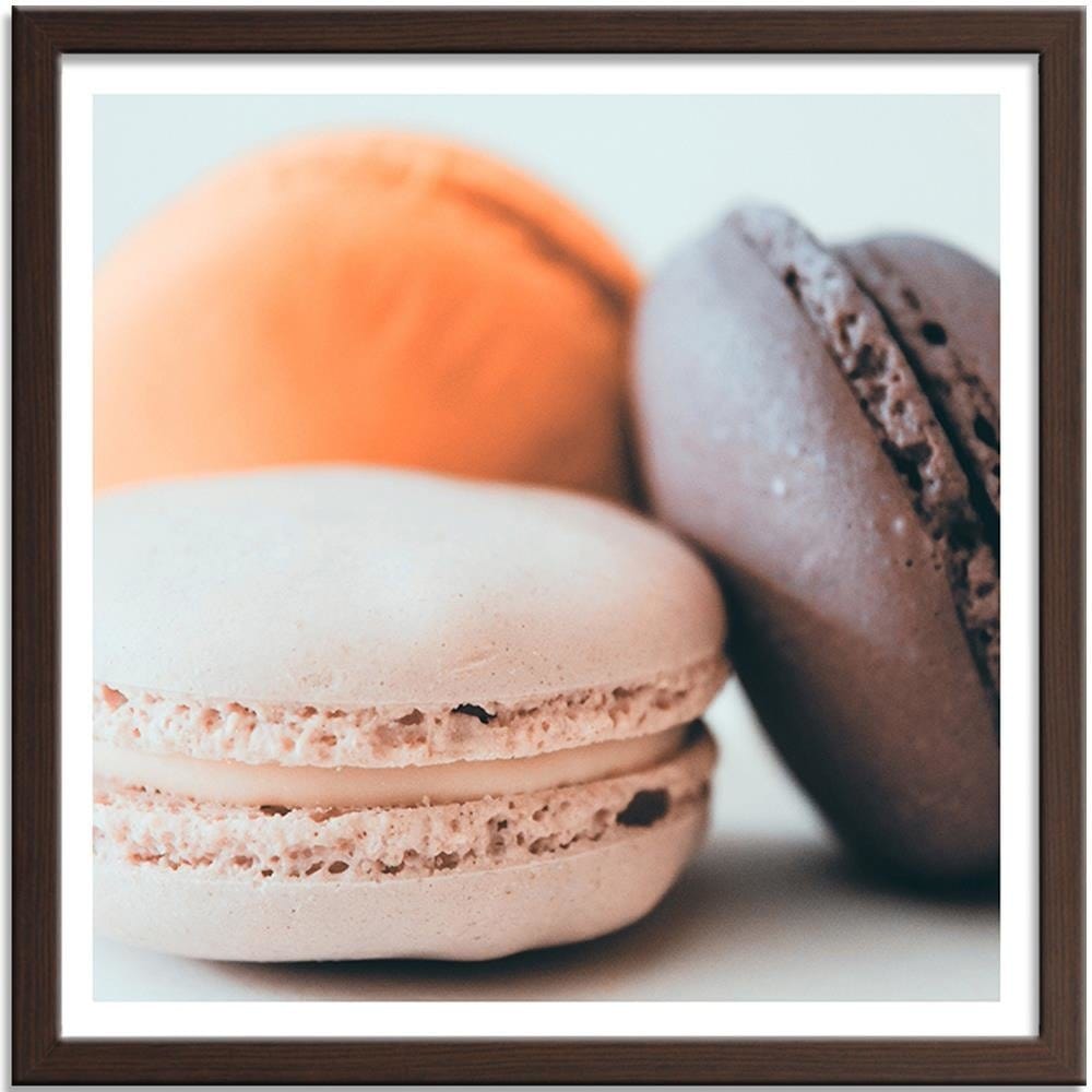 Glezna brūnā rāmī - Three Colorful Macaroons 2 Home Trends DECO