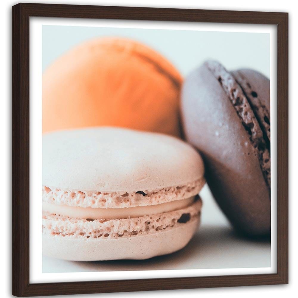 Glezna brūnā rāmī - Three Colorful Macaroons 2 Home Trends DECO
