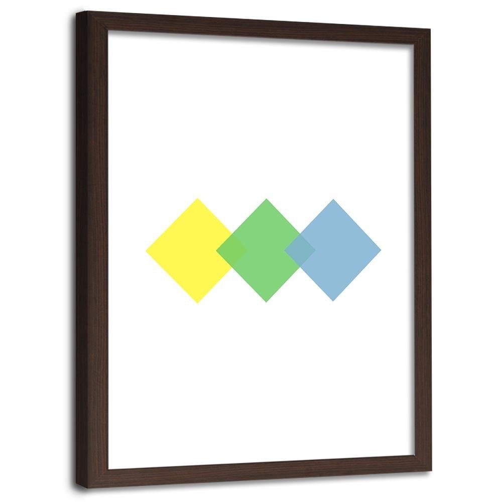Glezna brūnā rāmī - Three Colorful Squares Home Trends DECO